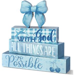 4 Pcs Blue Coquette Bow Room Decor Christian Bow Centerpieces for Table Bathroom Decor Inspirational Aesthetic College Teen Girls Gifts (Jesus) in Saudi Arabia