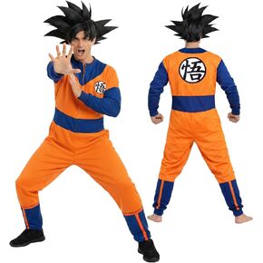 بدلة بيجامة NeonPunk Dragon Ball Z Goku للكبار، ملابس/زي أنمي ناعم الكل في واحد، تصميم أزرق وبرتقالي in Kuwait