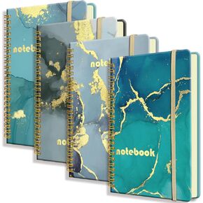 Marble A5 Spiral Notebook, 4 Pack 5.7x8.3" Hardcover Spiral Journals 160 Lined Pages Notebooks for Work, Cute Notebooks A5 Journal for Women,Journals for Study and Notes in Kuwait