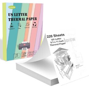 [220 ورقة] ورق طابعة حراري مقاس 8.5 × 11 أمريكي، ورق حراري مطوي بمروحة سريع الجفاف، متوافق مع MT610، M08F، D810، M832، M08E، A285M، ​​A40، A80، A81، PR20، iDPRT HPRT PRT in Kuwait