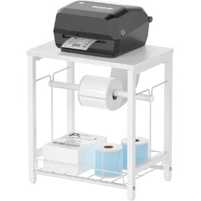 NANANARDOSO Label Holder for Thermal Printer with Basket,Wooden Label Holder for Shipping Label Printer,Sticker Roll Holder for Home, Office Small Business,White in Kuwait