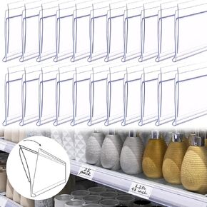 Fulmoon 25 Pack Shelf Label Strips Snap-in 1.25" H Angled Shelf Strip Price Tag Grippers Fits Standard Gondola Channel Clear Plastic Front/Clear Back Sign Holder for 48" Long in Kuwait