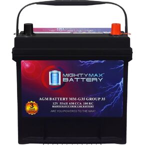 بطارية مايتي ماكس MM-G35 حجم المجموعة 35 12 فولت، 55 أمبير، 100 RC، AGM، 650 CCA، بطارية بديلة متوافقة مع نيسان ألتيما 15 in Kuwait