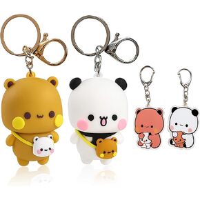 Bubu and Dudu Keychain With Reinforced Key Ring,Dudu and Bubu Cute Couple Bear Bag Charms in Saudi Arabia