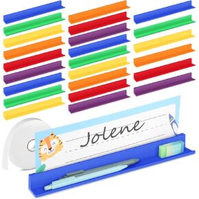 MJOGGOTT 24 Pcs Classroom Desk Name Plates Holder Index Cards Storage, School Classroom Office Desktop Helper and Park Station Tray Guard Panels Classroom Desk Organizer Water Bottle Holder in Kuwait