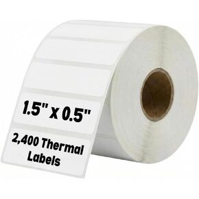 1.5" x 0.5" Direct Thermal Labels – 2400 Labels (Single Roll), Perforated, 1" Core, 4" OD, Compatible with Rollo, Zebra, Munbyn, Nelko Printers in Saudi Arabia
