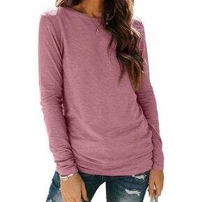 Sherosa Womens T Shirts Long Sleeve Crew Neck Shirts Basic Tee Tops Blouse in Kuwait