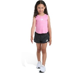 adidas girls 2-piece Sleeveless Mélange Flounce Tank Top & Short Set in Saudi Arabia