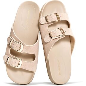 Project Cloud 100% Genuine Leather Womens Sandals Comfortable Plush & Soft Insole Sandals Women - Non-Slip Flat Sandals for Women 2026 - Lightweight Womens Slides (DAINTY) in Kuwait
