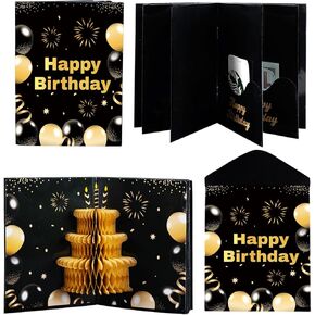 6 فتحات 3D كتيب بطاقة هدية عيد ميلاد سعيد مع مغلفات حامل نقود عيد ميلاد ثلاثي الأبعاد على شكل قرص العسل للهدايا النقدية وأكمام بطاقات المال المفاجئة وأفكار هدايا المال لأصدقاء المعلمين والموظفين (ملون) in Kuwait