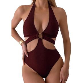 Sexy Backless Halter Neck Monokini Swimsuit Women - Full Cup Cutout One-Piece Bathing Suit for Summer Beach Vacation in Saudi Arabia