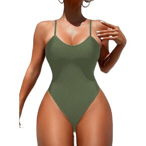 Women's Spaghetti Strap Colorblock Cutout Thong Monokini Swimsuit Elegant Backless One-Piece Swimwear for Beach in Saudi Arabia