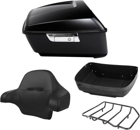TCT-MOTORPARTS Matte Black 13.7'' King Tour Luggage Trunk & Around Backrest Top Luggage Rack Fit for 2014-2025 Harley Touring Road King FLHR Street Road Electra Glide in Saudi Arabia