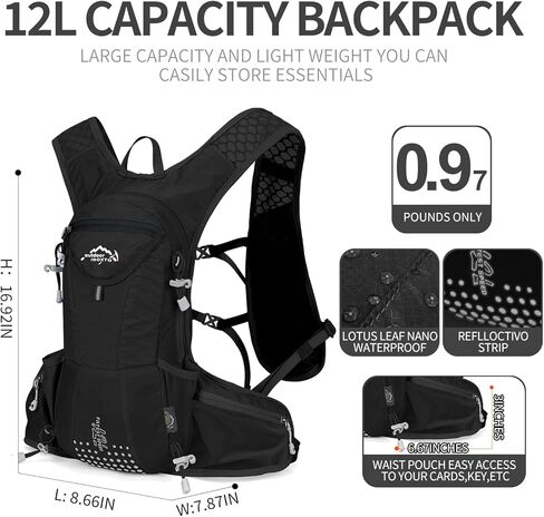 حقيبة ظهر IX INOXTO Hydration Pack، حقيبة ظهر مائية خفيفة الوزن مع حقيبة نهارية لترطيب المثانة سعة 2 لتر للرجال والنساء، سترة ترطيب للجري للجري والمشي لمسافات طويلة وتسلق سباق الدراجات in Kuwait