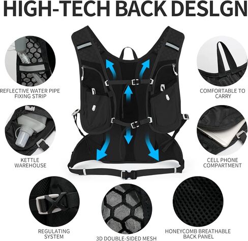 حقيبة ظهر IX INOXTO Hydration Pack، حقيبة ظهر مائية خفيفة الوزن مع حقيبة نهارية لترطيب المثانة سعة 2 لتر للرجال والنساء، سترة ترطيب للجري للجري والمشي لمسافات طويلة وتسلق سباق الدراجات in Kuwait