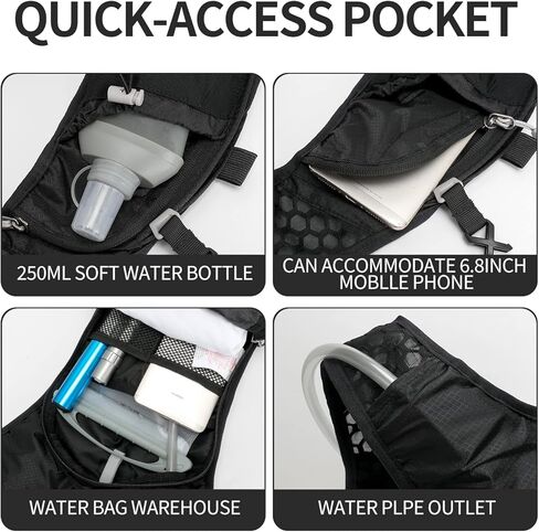 حقيبة ظهر IX INOXTO Hydration Pack، حقيبة ظهر مائية خفيفة الوزن مع حقيبة نهارية لترطيب المثانة سعة 2 لتر للرجال والنساء، سترة ترطيب للجري للجري والمشي لمسافات طويلة وتسلق سباق الدراجات in Kuwait