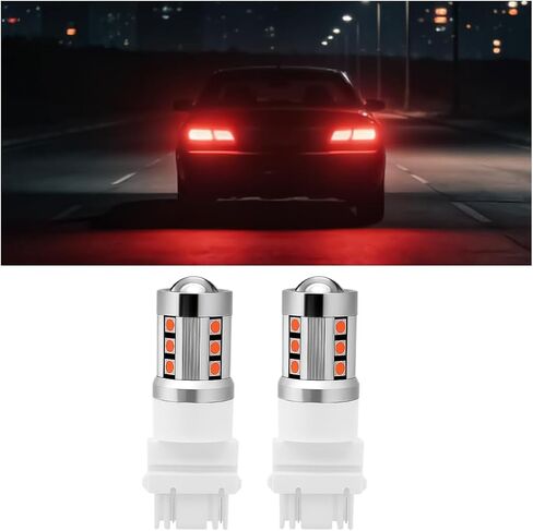 3157 T25 LED لمبات إشارة الانعطاف للسيارة، قطعتان من ضوء الفرامل الأمامي والخلفي الفائق السطوع للسيارة، استبدال المصابيح العكسية للسيارات، عالمية لشاحنة SUV المتنقلة (أصفر) in Kuwait