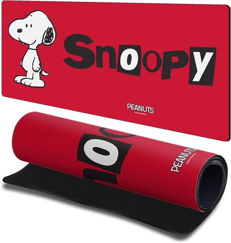 تصميمات غطاء الرأس مرخصة رسميًا برسومات Peanuts Snoopy باللون الأحمر مقاس 23.62 × 11.81 × 0.12 بوصة (600 × 300 مم) - وسادة لوحة مفاتيح وماوس للكمبيوتر المكتبي L in Kuwait