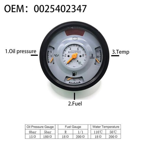 Fuel Gauge, Water Temperature Gauge, Oil Pressure Gauge 3 in 1 Stainless Steel Water Temp Meter for Car Motorcycles Heavy Truck in Saudi Arabia