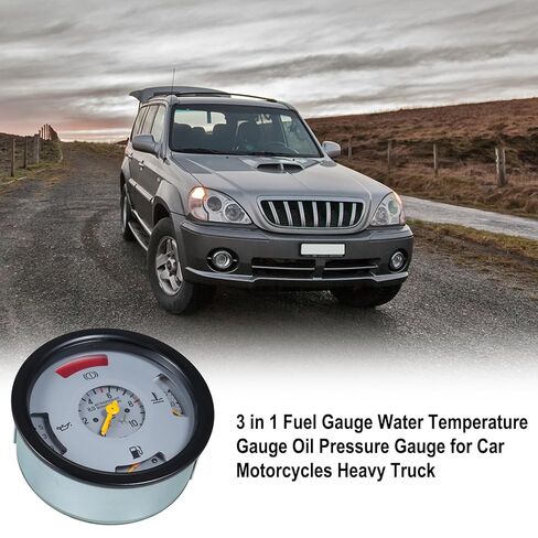 Fuel Gauge, Water Temperature Gauge, Oil Pressure Gauge 3 in 1 Stainless Steel Water Temp Meter for Car Motorcycles Heavy Truck in Saudi Arabia