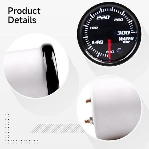 2 مقياس درجة حرارة LED للسيارات، نطاق 100 درجة فهرنهايت - 300 درجة فهرنهايت، شاشة تبريد مياه عالمية 12 فولت، إضاءة خلفية 7 ألوان مع سهولة التركيب in Kuwait