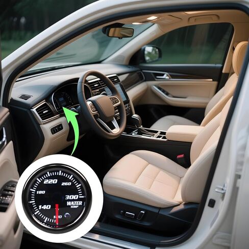 2 مقياس درجة حرارة LED للسيارات، نطاق 100 درجة فهرنهايت - 300 درجة فهرنهايت، شاشة تبريد مياه عالمية 12 فولت، إضاءة خلفية 7 ألوان مع سهولة التركيب in Kuwait