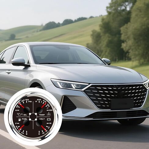 مقياس قارب متعدد الوظائف 4 في 1: ضغط الزيت، درجة حرارة الماء، مستوى الوقود، مقياس الجهد الكهربي، 3.3 بوصة / 8.5 سم، 9-32 فولت تيار مستمر، 316 فولاذ مقاوم للصدأ in Kuwait