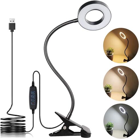 Clip on Light LED Reading Book Study Lamp 3 Color Modes 10 Brightness Eye Protection 360° Flexible Gooseneck Student Dormitory Office Desk Lamp at Night in Bed in Kuwait