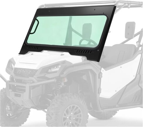 الزجاج الأمامي ECOTRIC متوافق مع 2016-Up Honda Pioneer 1000 1000-5 1000-6 Deluxe Limited Edition UTV زجاج أمامي كامل مع فتحات تهوية مسحوق مطلي باللون الأسود in Saudi Arabia