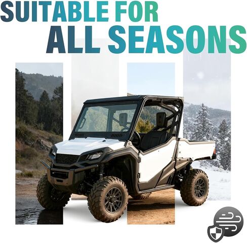 الزجاج الأمامي ECOTRIC متوافق مع 2016-Up Honda Pioneer 1000 1000-5 1000-6 Deluxe Limited Edition UTV زجاج أمامي كامل مع فتحات تهوية مسحوق مطلي باللون الأسود in Saudi Arabia