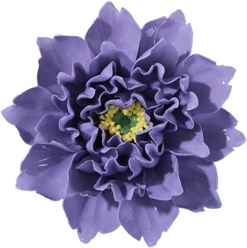 Peony Ceramic Flower Wall Décor Artificial 3D Flower Wall Art for Living Room Home Hallway Bedroom Kitchen Farmhouse Bathroom Dining Room, Purple, 4.72 inch in Saudi Arabia