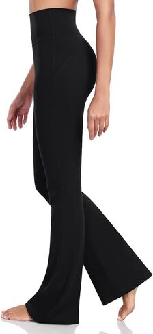 HeyNuts Mellow Flare Leggings for Women, High Waisted Tummy Control Bell Bottom Leggings Wide Leg Bootcut Yoga Pants Athletic Compression Buttery Soft Lounge Pants 32.5" Black L(12) in Saudi Arabia