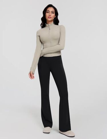HeyNuts Mellow Flare Leggings for Women, High Waisted Tummy Control Bell Bottom Leggings Wide Leg Bootcut Yoga Pants Athletic Compression Buttery Soft Lounge Pants 32.5" Black L(12) in Saudi Arabia
