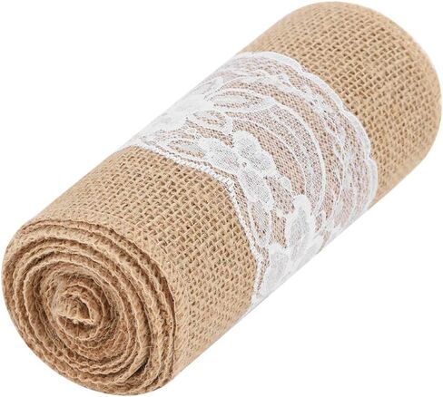 Zerodis Craft Materials Elegant Unvarnished Plum Lace Jute Belt Home Ornament Lace Burlap Ribbon for Wedding Party and Christmas Home Decoration Long 2.7m Lace Burlap Ribbon in Saudi Arabia