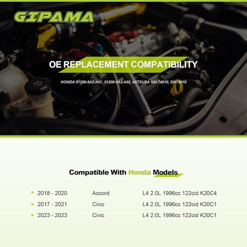 GIPAMA 17728 New Starter for Honda Accord Odyssey Pilot, Acura CL MDX TL, 3.0L 3.2L 3.5L V6 Engine, OE Replacement #06312-P8A-5050,17728N in Kuwait