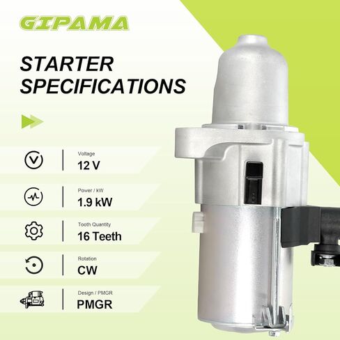 GIPAMA 17728 New Starter for Honda Accord Odyssey Pilot, Acura CL MDX TL, 3.0L 3.2L 3.5L V6 Engine, OE Replacement #06312-P8A-5050,17728N in Kuwait
