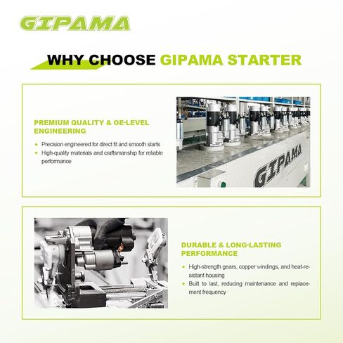 GIPAMA 17728 New Starter for Honda Accord Odyssey Pilot, Acura CL MDX TL, 3.0L 3.2L 3.5L V6 Engine, OE Replacement #06312-P8A-5050,17728N in Kuwait