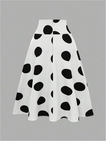 SweatyRocks Women's Polka Dots Midi Skirt Elegant Vintage High Waisted A Line Ruffled Tie Front Spring Summer Skirts in Saudi Arabia