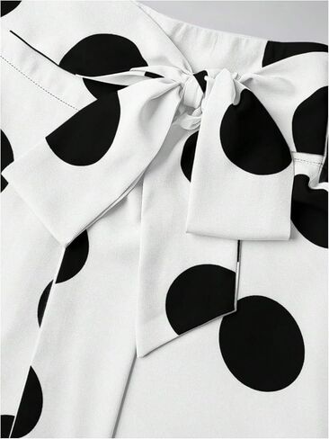 SweatyRocks Women's Polka Dots Midi Skirt Elegant Vintage High Waisted A Line Ruffled Tie Front Spring Summer Skirts in Saudi Arabia