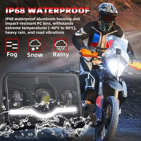 Fit for Honda XR250 XR250L XR650L XR650R Headlights,5 Inch Square Headlamp Assembly with DRL Turn Signal High-Low Beam,600% Brighter,DOT Approved,Plug N Play in Saudi Arabia