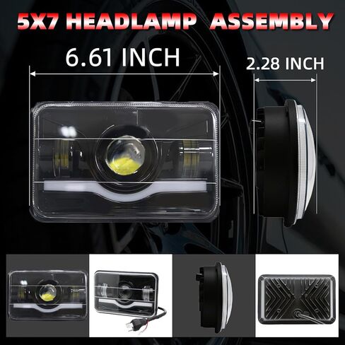 Fit for Honda XR250 XR250L XR650L XR650R Headlights,5 Inch Square Headlamp Assembly with DRL Turn Signal High-Low Beam,600% Brighter,DOT Approved,Plug N Play in Saudi Arabia