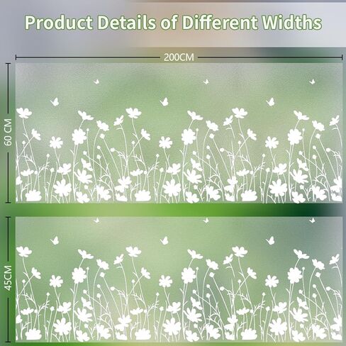 Bloss Frosted Glass Window Privacy Film,Decorative Windows Films,Bathroom Window Privacy Film,Spring Windows Clings Non-Adhesive Windows Sticker for Home Office Heat Control Anti UV,17.5 x 78.7inches in Kuwait