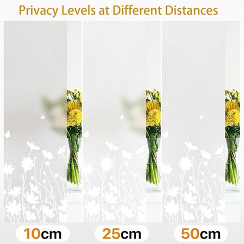 Bloss Frosted Glass Window Privacy Film,Decorative Windows Films,Bathroom Window Privacy Film,Spring Windows Clings Non-Adhesive Windows Sticker for Home Office Heat Control Anti UV,17.5 x 78.7inches in Kuwait