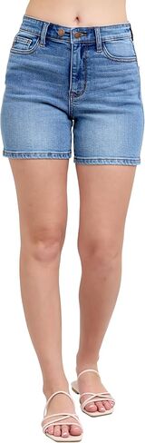 Judy Blue Womens Jean Shorts - High Waisted Adjustable Button Mid Length Dad Shorts in Saudi Arabia