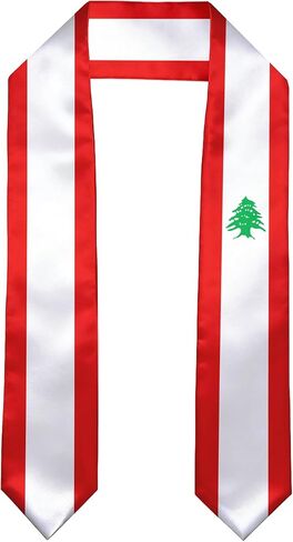 SNUWITH Lebanon Flag Graduation Sash/Stole/Scarf 180X13CM Double Sided for Study Aboard International Students Graduation Decoration Item Gift in Saudi Arabia