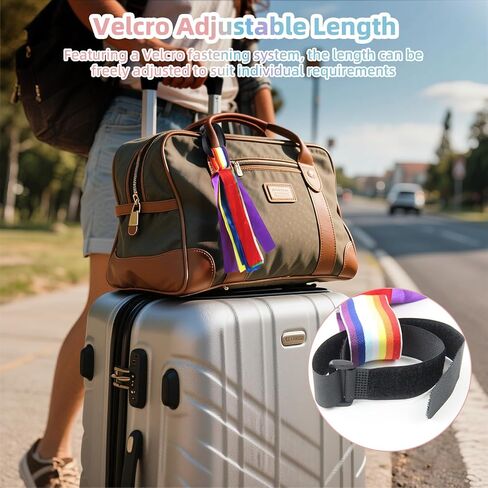 قطعتان من أشرطة تعريف الأمتعة، ومعرفات حقيبة نابضة بالحياة مع أشرطة عقدة آمنة، وعلامات سفر ممتعة لمعرف عربات الأطفال، وحقائب الظهر، والحقائب (تشكيلة ملونة) in Kuwait