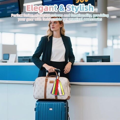 قطعتان من أشرطة تعريف الأمتعة، ومعرفات حقيبة نابضة بالحياة مع أشرطة عقدة آمنة، وعلامات سفر ممتعة لمعرف عربات الأطفال، وحقائب الظهر، والحقائب (تشكيلة ملونة) in Kuwait