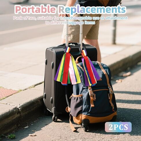 قطعتان من أشرطة تعريف الأمتعة، ومعرفات حقيبة نابضة بالحياة مع أشرطة عقدة آمنة، وعلامات سفر ممتعة لمعرف عربات الأطفال، وحقائب الظهر، والحقائب (تشكيلة ملونة) in Kuwait