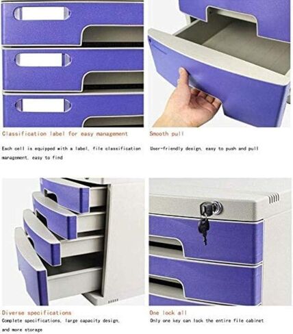 File Cabinet Lock 5 Drawer Desktop Data Storage Plastic Organizer Home Office Furniture Bookcase in Saudi Arabia