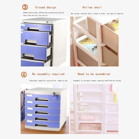 File Cabinet Lock 5 Drawer Desktop Data Storage Plastic Organizer Home Office Furniture Bookcase in Saudi Arabia